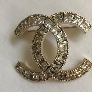 Chanel golden crystal brooch